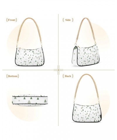 Zip Shoulder Bag for Women Christmas Trees Winter Chain Handbags Womens Tote Chain Bag $13.20 Shoulder Bags