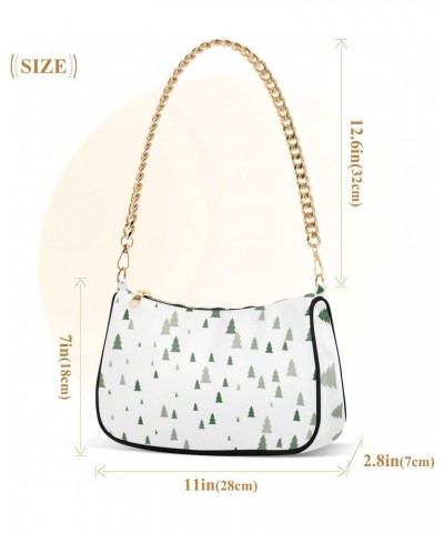 Zip Shoulder Bag for Women Christmas Trees Winter Chain Handbags Womens Tote Chain Bag $13.20 Shoulder Bags