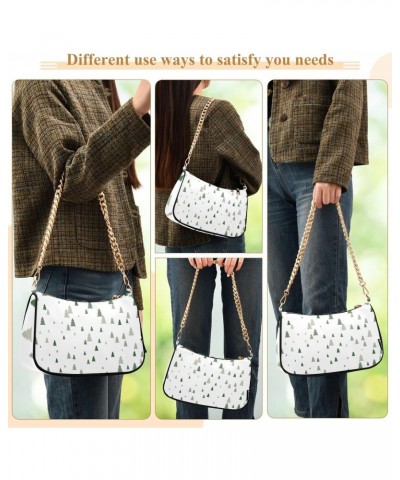 Zip Shoulder Bag for Women Christmas Trees Winter Chain Handbags Womens Tote Chain Bag $13.20 Shoulder Bags