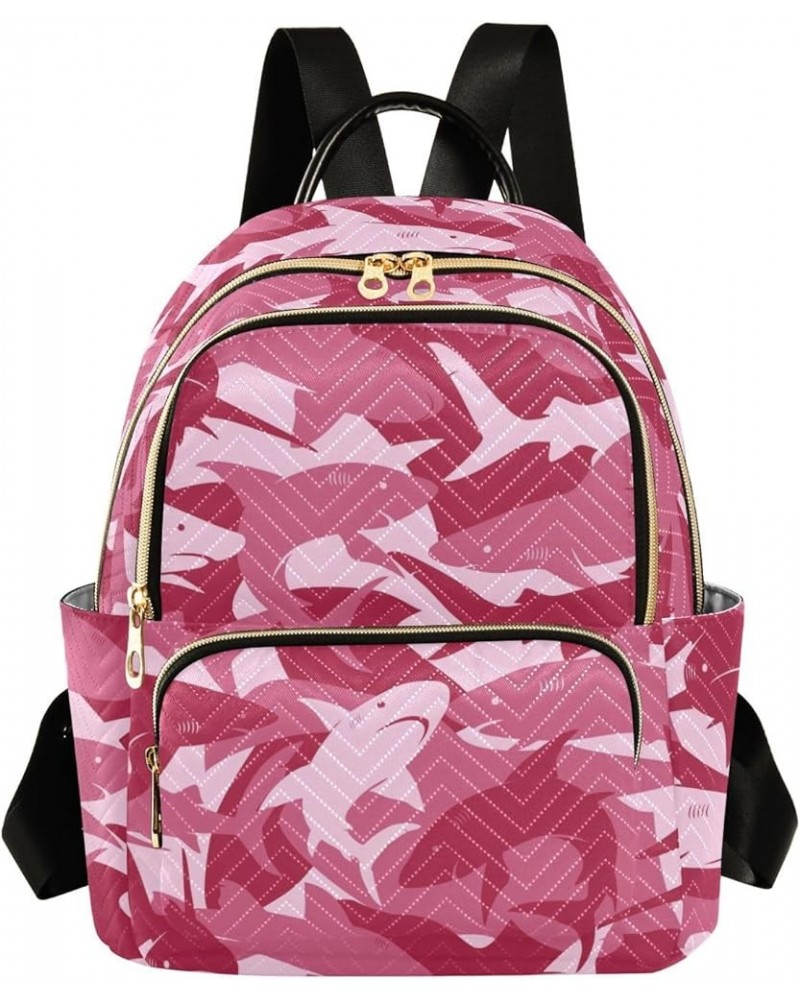 Sharks Camo Pink Backpack Purse for Women Fashion Small Mini Backpack Daypacks Purse Handbag Back Pack Lady Purse,S Small $14...