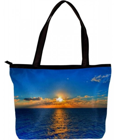 Handbag Blue Sea Sun Cloud Size: 11.8x4.1x15.4 inches storage bag Handbag $15.07 Handbags