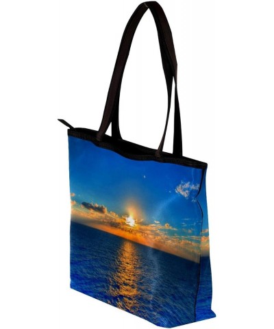 Handbag Blue Sea Sun Cloud Size: 11.8x4.1x15.4 inches storage bag Handbag $15.07 Handbags