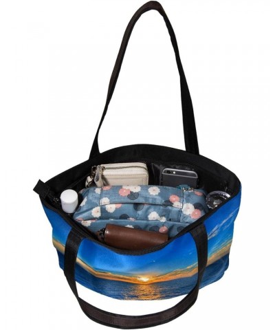 Handbag Blue Sea Sun Cloud Size: 11.8x4.1x15.4 inches storage bag Handbag $15.07 Handbags