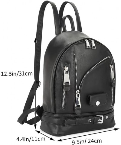 Downupdown® Fashion Backpack Zip Knapsack Purse Leather Backpacks Punk Backpack Travel bag for Men&Women-Black Black $29.63 B...