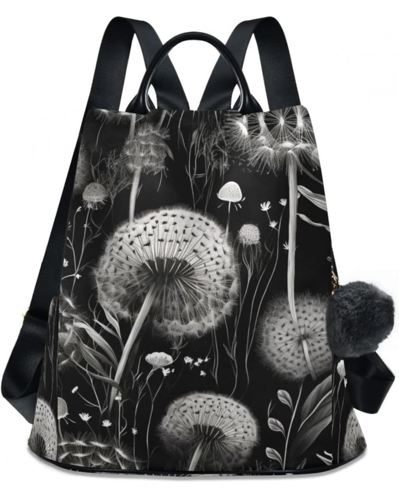 Women Backpack for Travel Work - Black Dandelion, Anti Theft Casual Daypack Shoulder Bag Purse 15 inches $20.09 Backpacks