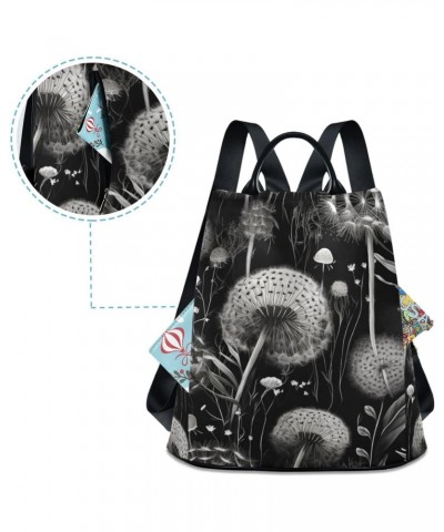 Women Backpack for Travel Work - Black Dandelion, Anti Theft Casual Daypack Shoulder Bag Purse 15 inches $20.09 Backpacks