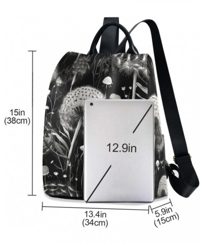 Women Backpack for Travel Work - Black Dandelion, Anti Theft Casual Daypack Shoulder Bag Purse 15 inches $20.09 Backpacks