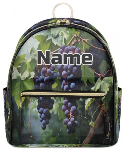 Grapes Grapevines Custom Mini Backpack Purse for Women Personalized Fashion Leather Small Backpack Shoulder Handbag Travel Ba...