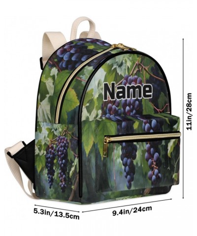 Grapes Grapevines Custom Mini Backpack Purse for Women Personalized Fashion Leather Small Backpack Shoulder Handbag Travel Ba...