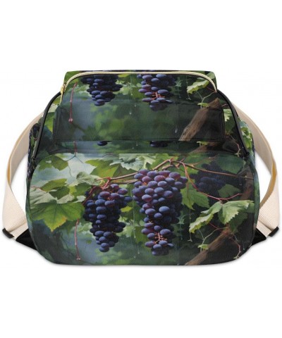 Grapes Grapevines Custom Mini Backpack Purse for Women Personalized Fashion Leather Small Backpack Shoulder Handbag Travel Ba...