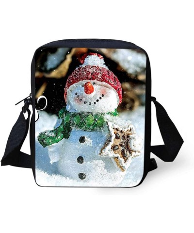 Cute Handbags Polyester Travel Bag Shoulder Bags Pack Organizer Christmas Snowman Present Snow Man $9.53 Shoulder Bags