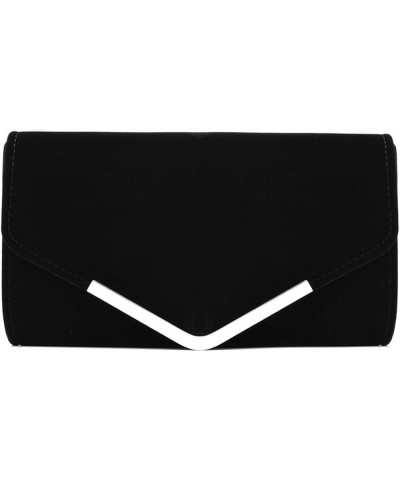 Womens Velvet Bridal Clutch Evening Prom Wedding Shoulder Chain Bag Handbag Black $12.75 Evening Bags