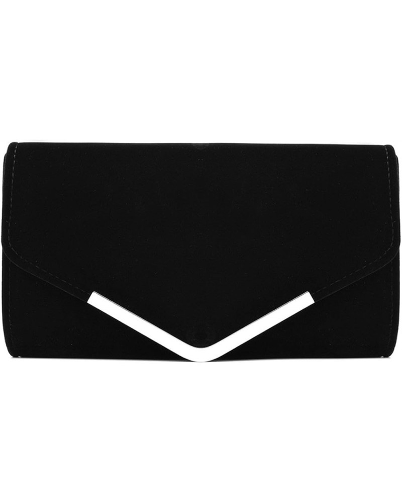 Womens Velvet Bridal Clutch Evening Prom Wedding Shoulder Chain Bag Handbag Black $12.75 Evening Bags