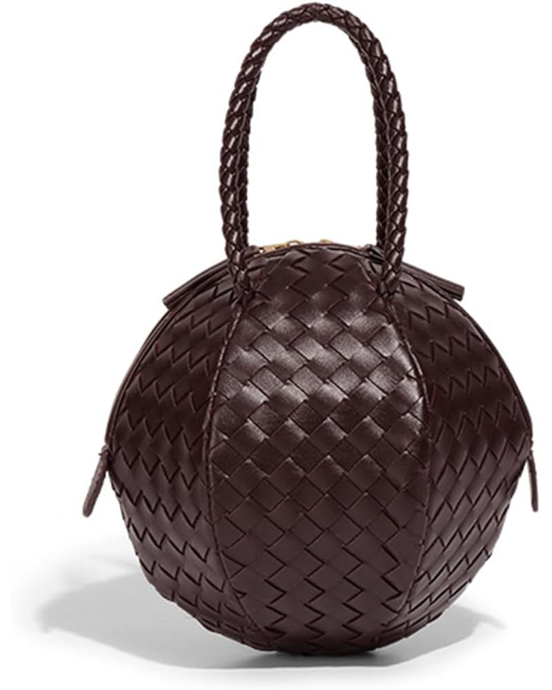 Ball Shaped Tote Bag Leather Handbag Weaved Crossbody Bag Small Messenger Shoulder Bag Personality Purses for Women Dark Purp...