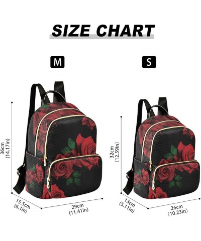 Women Backpack Red Rose Blooming Summer Night Anti-Theft Travel Backpack with Luggage Belt Lightweight Handbag Lady Purse Roo...