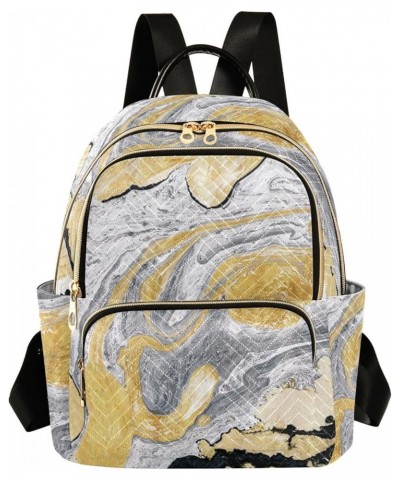 Women Backpack Marble Canvas Yellow Grey Durable Travel Backpack Lightweight Handbag Lady Purse Roomy Double Zipper Weekend B...