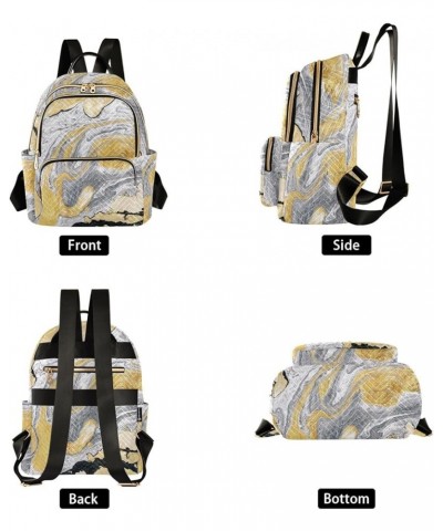 Women Backpack Marble Canvas Yellow Grey Durable Travel Backpack Lightweight Handbag Lady Purse Roomy Double Zipper Weekend B...