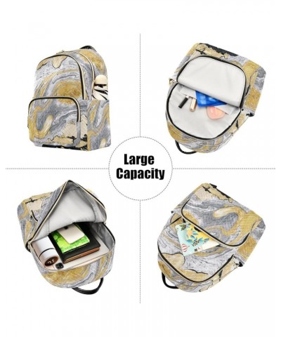 Women Backpack Marble Canvas Yellow Grey Durable Travel Backpack Lightweight Handbag Lady Purse Roomy Double Zipper Weekend B...