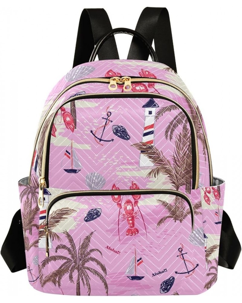 Ocean Women Backpack Aloha Lobster Sailboat Anti-Theft Travel Backpack with Luggage Belt Lightweight Handbag Lady Purse Roomy...