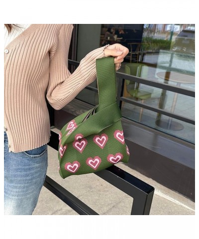 Knit Wrist Tote Love Color Contrast Knitted Handbag Fashion Casual Simple Portable Elegant Handmade for Weekend Vacation $6.7...