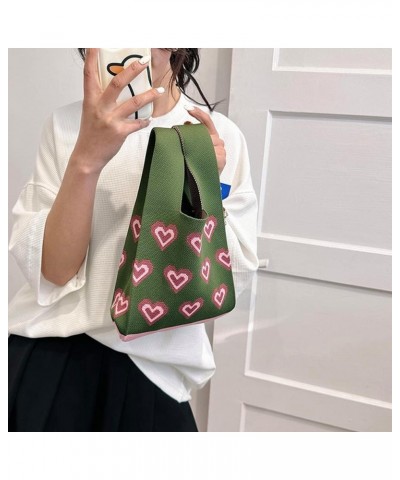 Knit Wrist Tote Love Color Contrast Knitted Handbag Fashion Casual Simple Portable Elegant Handmade for Weekend Vacation $6.7...