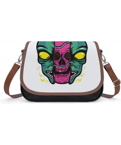 Printed Crossbody Bag Shoulder Bag PU Leather Women's Designer Satchels Skull Demon Mask Color8 $24.00 Crossbody Bags