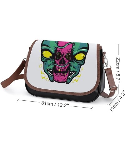 Printed Crossbody Bag Shoulder Bag PU Leather Women's Designer Satchels Skull Demon Mask Color8 $24.00 Crossbody Bags