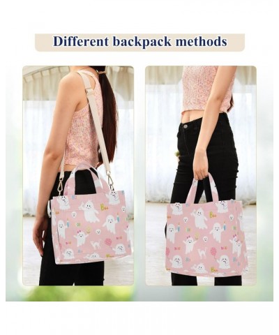 Watercolor Floral Pink Flamingo Corduroy Tote Handbag Tote Bag Travel Aesthetic Purse Large Purse Satchels Halloween Cute Pin...