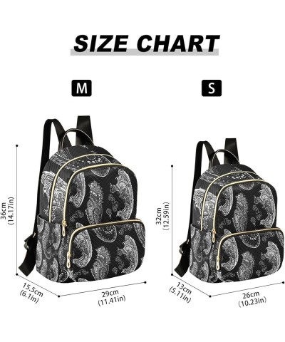 Quilted Backpacks Ethnic Paisley Black Pattern Cute Mini Backpack for Women Travel Backpack Ethnic Paisley Black Pattern Medi...