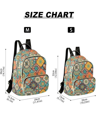 Mini Backpack for Women, Mexican Tiles Mandala (1) Travel Backpack Purse for Ladies, Small Bookbag Daypack Shoulder Bag M Mul...