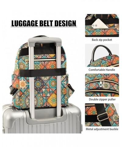 Mini Backpack for Women, Mexican Tiles Mandala (1) Travel Backpack Purse for Ladies, Small Bookbag Daypack Shoulder Bag M Mul...