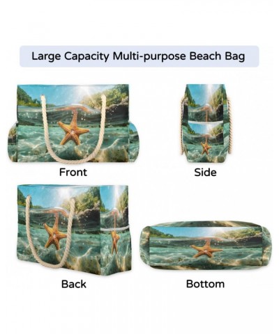 Sea Starfish Beach Bags for Women Large Tote Bag with Zipper and Pockets Waterproof Sandproof Accessories Swim Pool Bag Vacat...