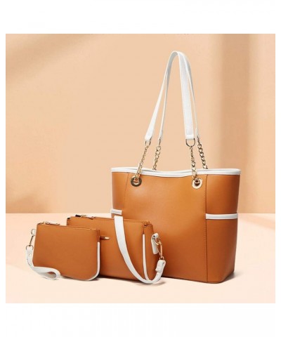 Women Handbag Tote Top Handle Satchel Clutch Shoulder Bag Wallet for Ladies 3 Pcs Set White $24.50 Totes