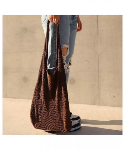 Casual Woven Handbag Large Size Tote Bag Women's Shoulder Bag Shopping Bag Commuter Bag Hobo Handbag Purse Coffee $13.33 Totes