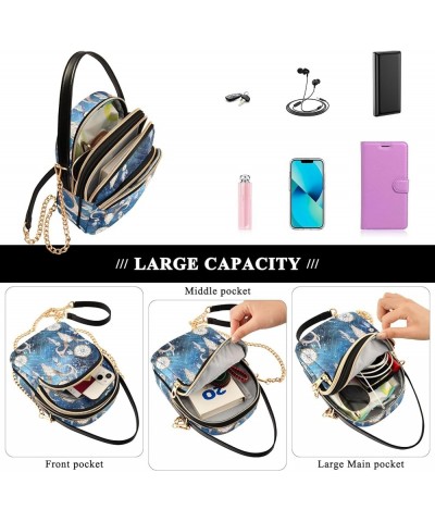 Deer Skull on Blue Space Bags for Women Trendy Phone Holder Purse Crossbody Deer Skull on Blue Space $10.21 Crossbody Bags