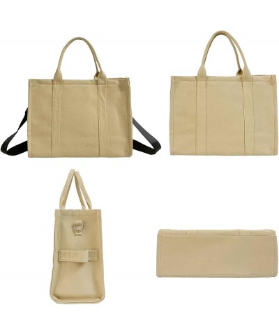 The Tote Bag Canvas Handbag for women Canvas Shoulder Bag Large Canvas Handbag Fashion Retro Handbag Khaki $16.31 Shoulder Bags