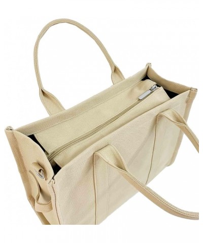 The Tote Bag Canvas Handbag for women Canvas Shoulder Bag Large Canvas Handbag Fashion Retro Handbag Khaki $16.31 Shoulder Bags