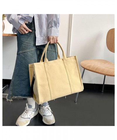 The Tote Bag Canvas Handbag for women Canvas Shoulder Bag Large Canvas Handbag Fashion Retro Handbag Khaki $16.31 Shoulder Bags