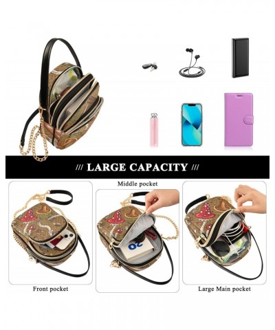 Cell Phone Purse Mushroom Fungus Cartoon Crossbody Handbag Durable Shoulder Bag Sturdy Travel Pouch Compact Chic Bag for Wome...