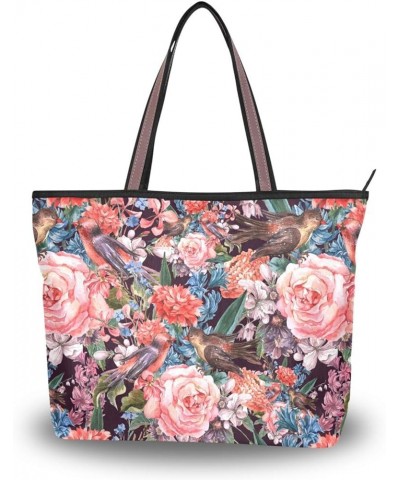 Tote Bag Women Shoulder Bag Christmas Berries Floral Bird 045a $13.16 Totes