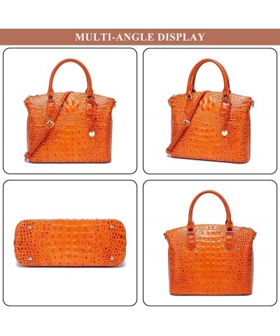 Vintage Crocodile Pattern Genuine Leather Handbag for Women Stylish Large Capacity Tote Bags Satchel Suitable for Work Red $5...