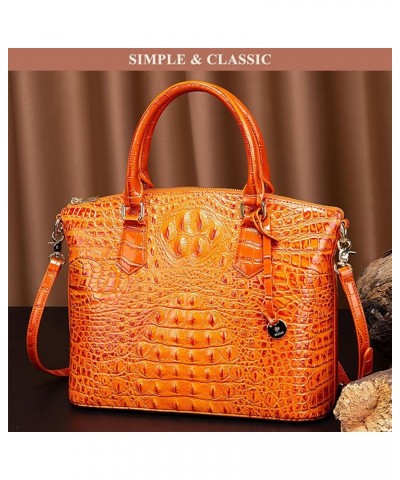 Vintage Crocodile Pattern Genuine Leather Handbag for Women Stylish Large Capacity Tote Bags Satchel Suitable for Work Red $5...