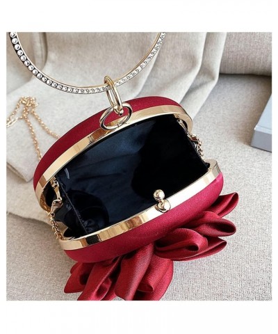 Safflower Clutch Ladies Round Dinner Bag Crystal Diamond Wedding Silk Handbag Exquisite Chain Shoulder Bag (Color : Black) Si...