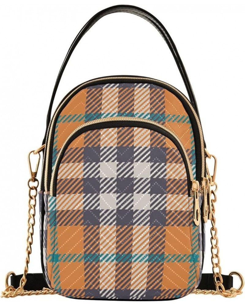 Women's Crossbody Bag, Geometric Plaid Three Zipper Design Handbag Shoulder Bag Wallet Color284 $15.59 Crossbody Bags