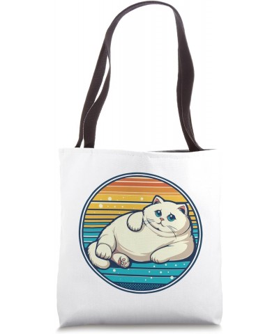 Thick Fat White Cat with Blue Eyes Tote Bag $12.71 Totes