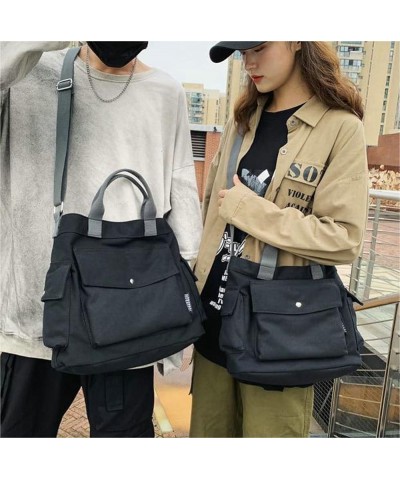 Unisex Canvas Bags Shoulder Crossbody Bags Large-Capacity Student Handbags Messenger Bags Lazy Style Japanese Literature Blac...