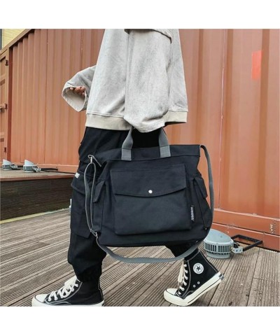 Unisex Canvas Bags Shoulder Crossbody Bags Large-Capacity Student Handbags Messenger Bags Lazy Style Japanese Literature Blac...