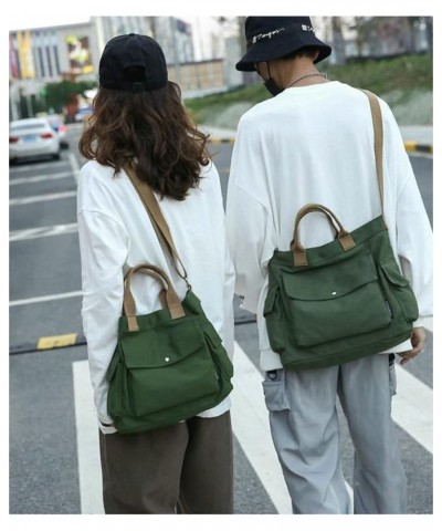 Unisex Canvas Bags Shoulder Crossbody Bags Large-Capacity Student Handbags Messenger Bags Lazy Style Japanese Literature Blac...