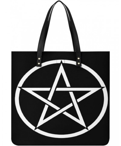 Pentacle Witch Modern Pagan Wicca Witchcraft Women Tote Bags Top Handle Satchel Handbags PU Faux Leather Tassel Shoulder Purs...