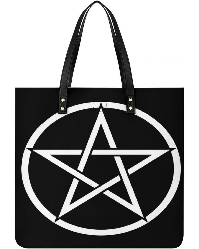 Pentacle Witch Modern Pagan Wicca Witchcraft Women Tote Bags Top Handle Satchel Handbags PU Faux Leather Tassel Shoulder Purs...